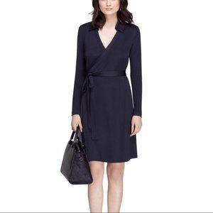 Brooks Brothers Navy Blue Wrap Midi Dress in size S